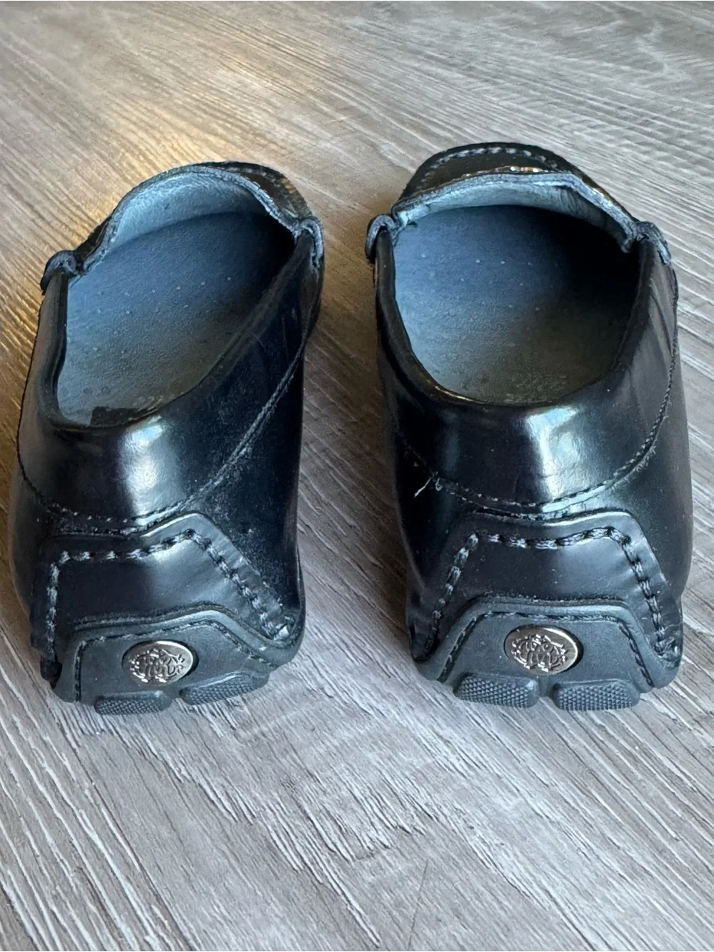 Black Kids Slip-On Loafers with Silver Accent